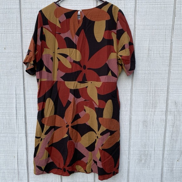 Roolee Earth Tones Shortsleeved Summer Dress XL Knee Length Office Professional - Picture 3 of 3